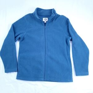 Blue Fleece Jacket with Full Zipper and Stand-Up Neck